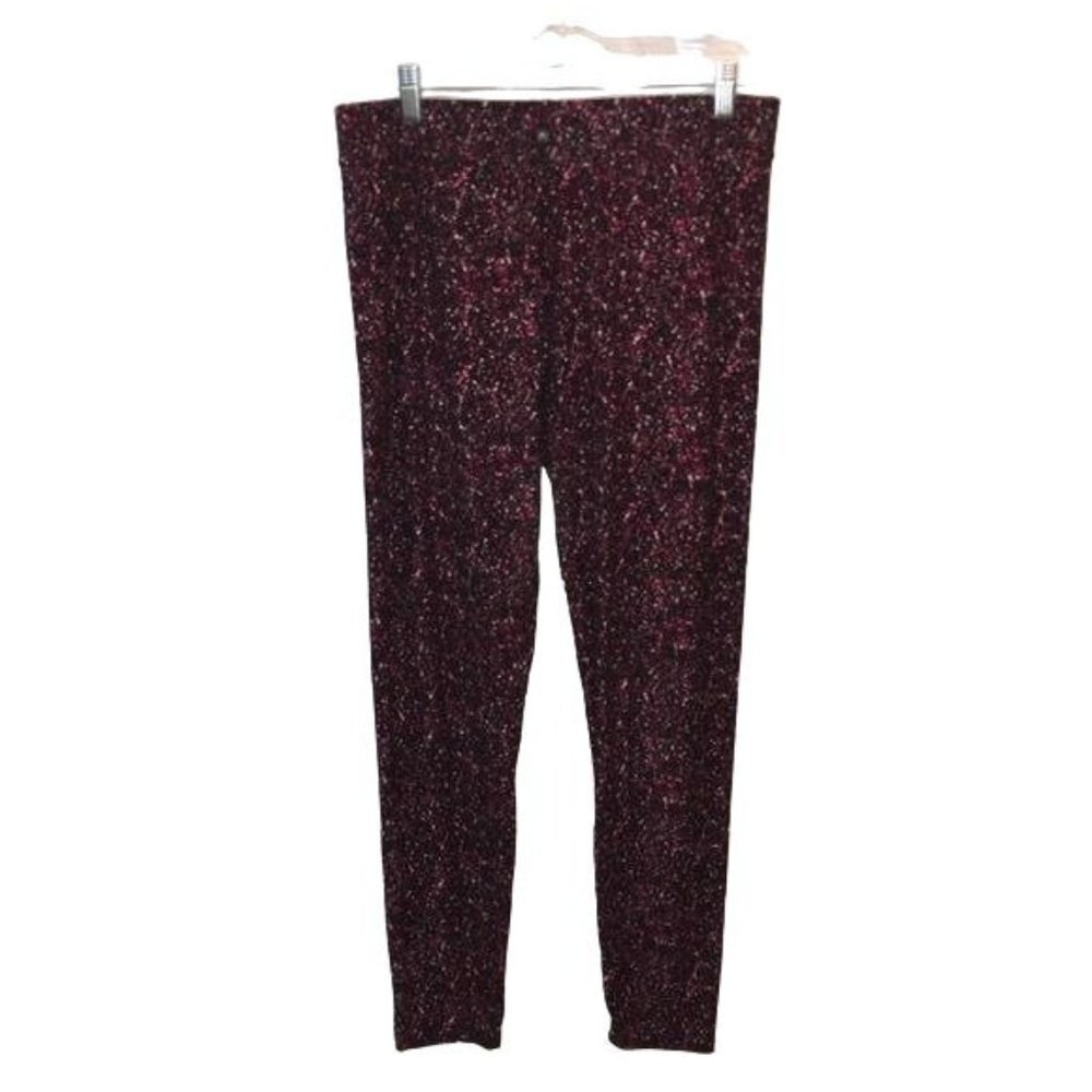 Chances R Woman Black Pink White Speckled Running Exercise Yoga Pants Size XL